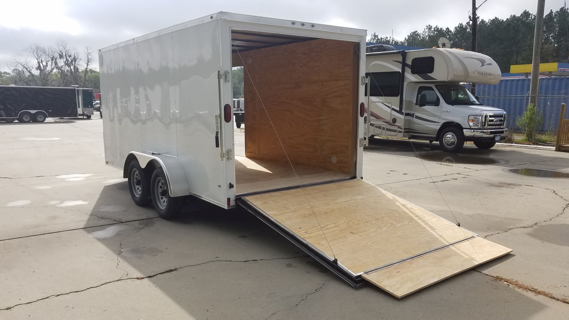 Diamond Cargo 7x14 TA Trailer - White, Ramp, Side Door, Extra Height - Image 6