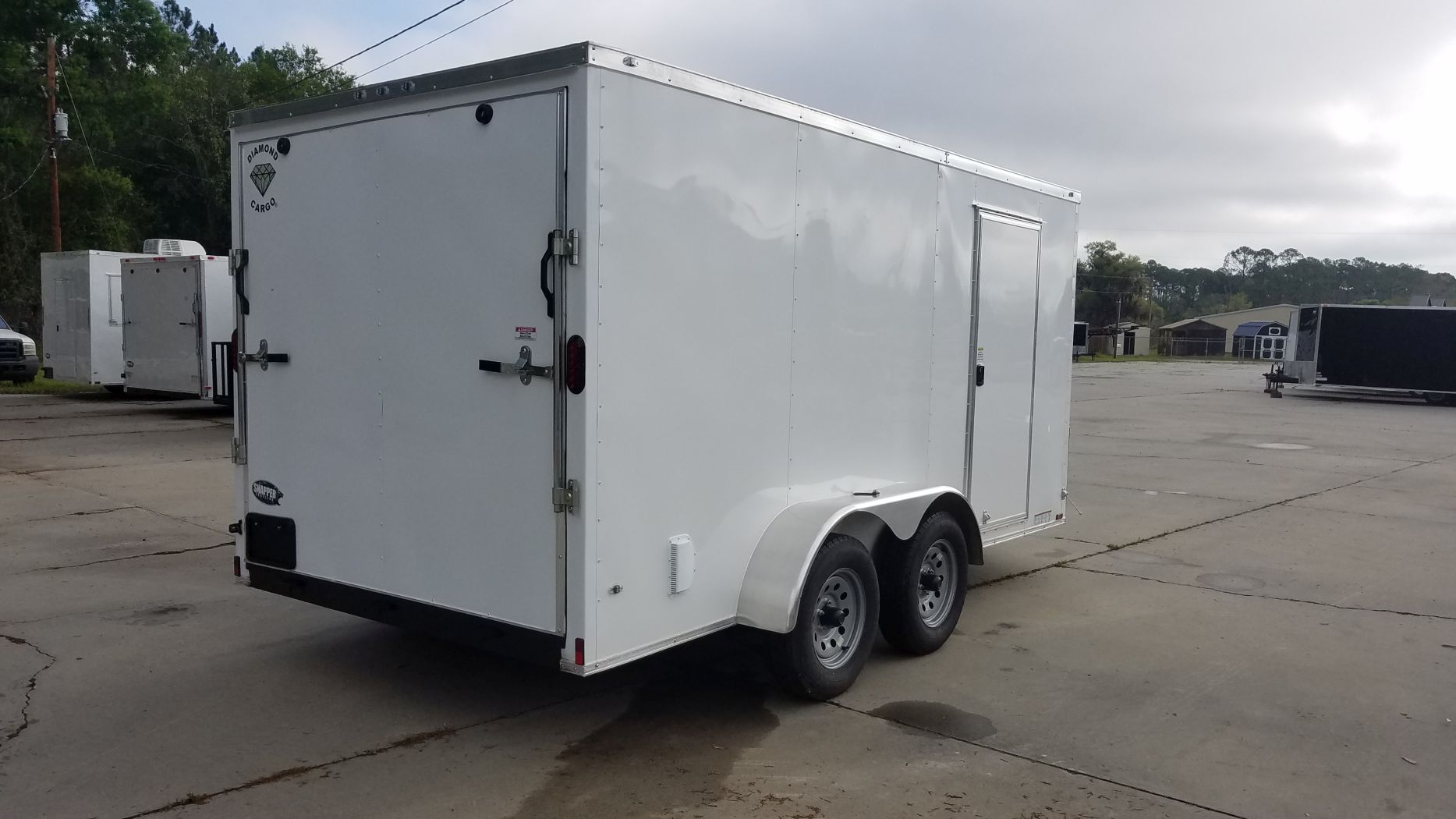 Diamond Cargo 7x14 TA Trailer - White, Ramp, Side Door, Extra Height - Image 11