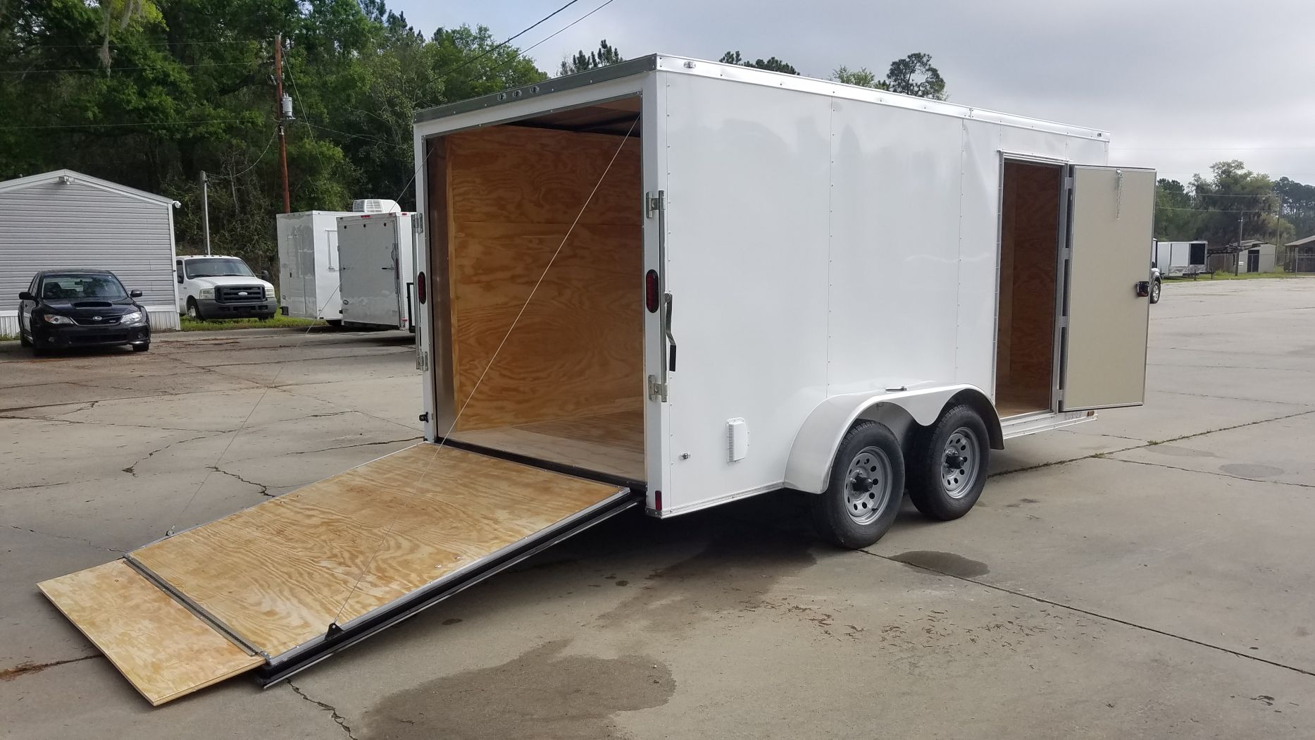 Diamond Cargo 7x14 TA Trailer - White, Ramp, Side Door, Extra Height - Image 10