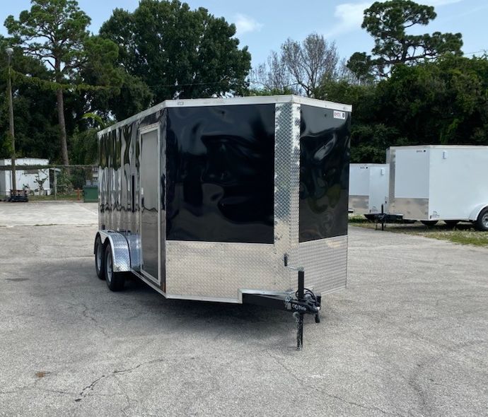 Douglas Trailers 7x14 TA Trailer - Black, Ramp, Side Door